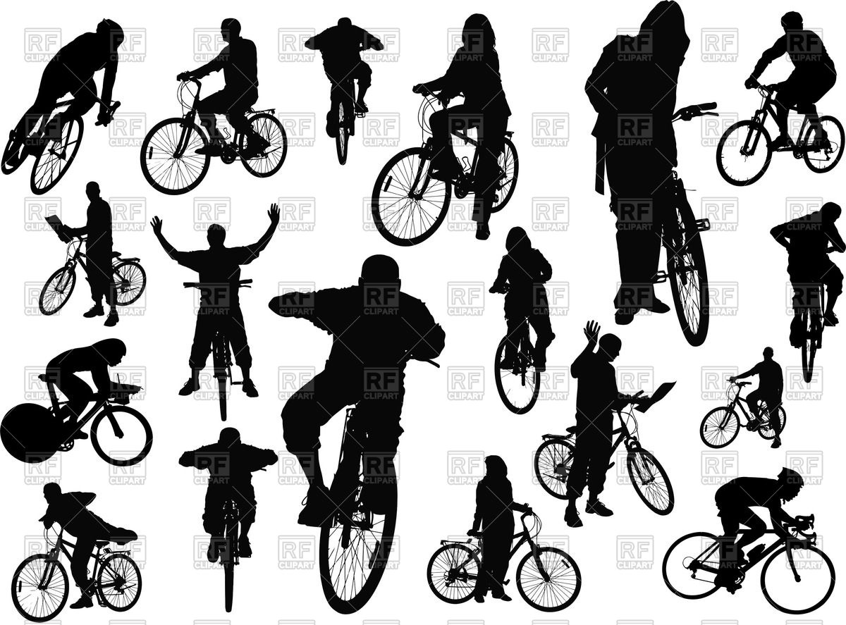 1200x887 Silhouettes Of People On Bicycles Vector Image Of People Leonido
