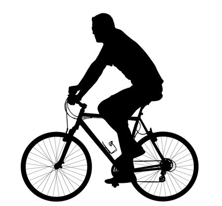 A Male Bicyclist Riding A Bicycle Isolated Against White 450x418 A Male Bicyclist Riding A Bicycle Isolated Against White