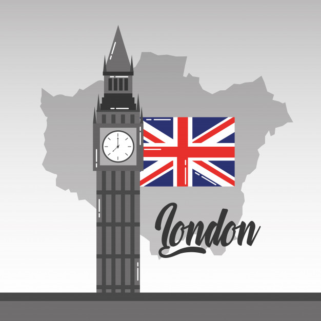 626x626 Big Ben London Map And Flag British Landmark Vector Premium Download
