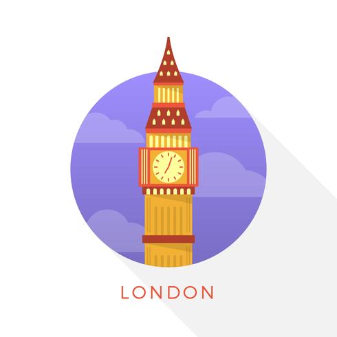 490x490 Flat Modern Big Ben London Landmark Vector Illustration