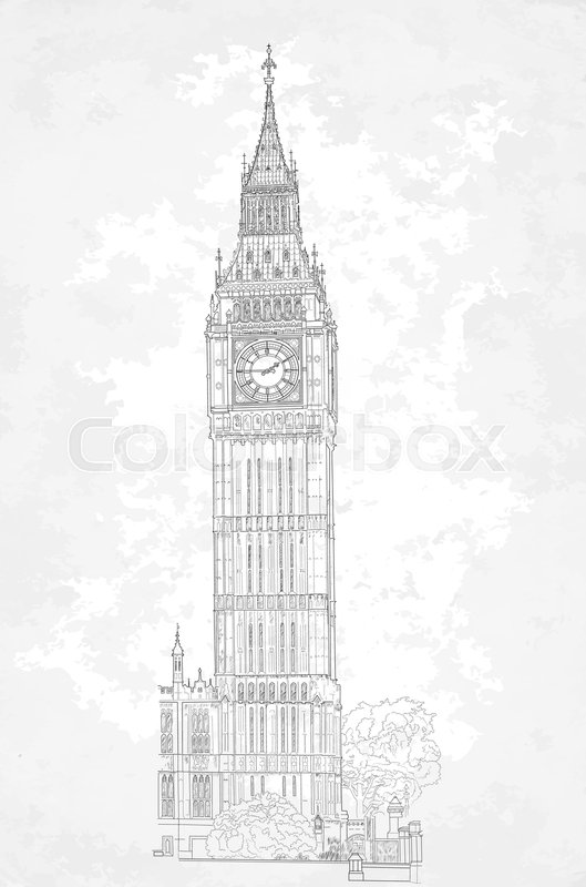 529x800 Sketch Of London Big Ben Tower Vector Stock Vector Colourbox