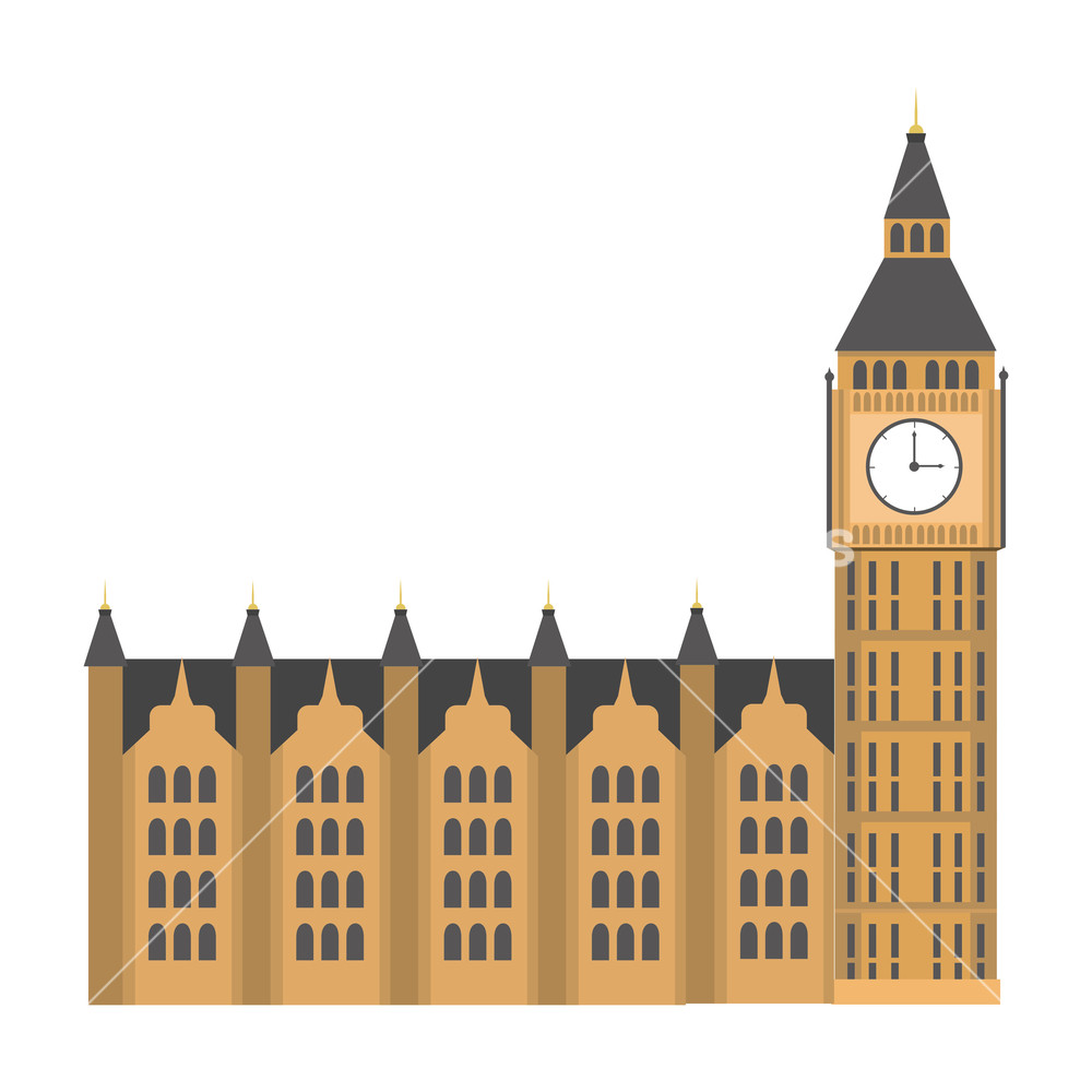 1000x1000 Big Ben Clock Tower London Tourist Attraction And Landmark Cartoon