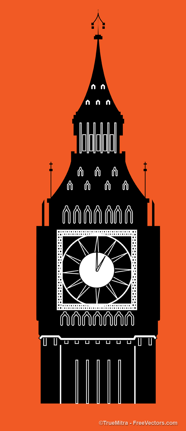 600x1389 Big Ben Clock Tower Silhouette Vector Free Download