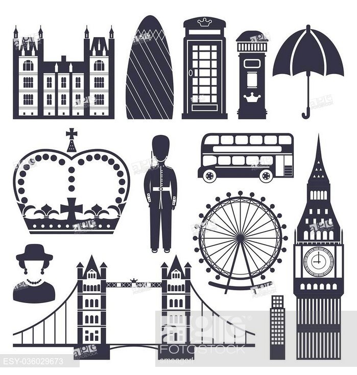 699x735 Illustration Silhouette Symbols Of Great Britain Kingdom, Big Ben