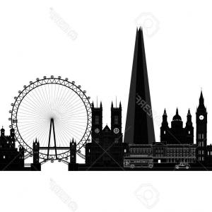300x300 London Skyline With Tower Bridge Big Ben And Ferris Wheel Vector