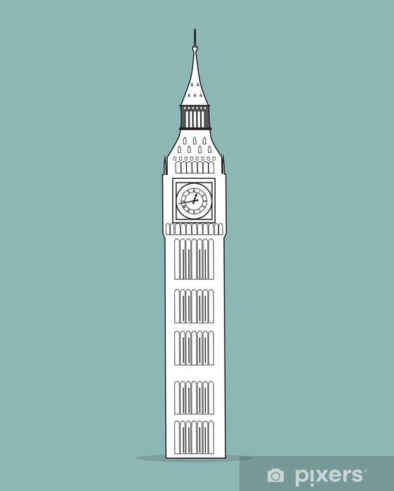 561x700 Big Ben London Black Silhouette Vector Illustration Wall Mural