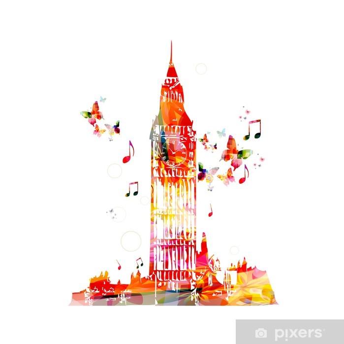 Colorful Big Ben Vector Design Wall Mural 699x700 Colorful Big Ben Vector Design Wall Mural