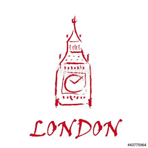 Drawing Logo London, Big Ben 500x500 Drawing Logo London, Big Ben