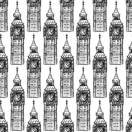 Sketch Big Ben, Vector Vintage Seamless Pattern Royalty Free 450x450 Sketch Big Ben, Vector Vintage Seamless Pattern Royalty Free