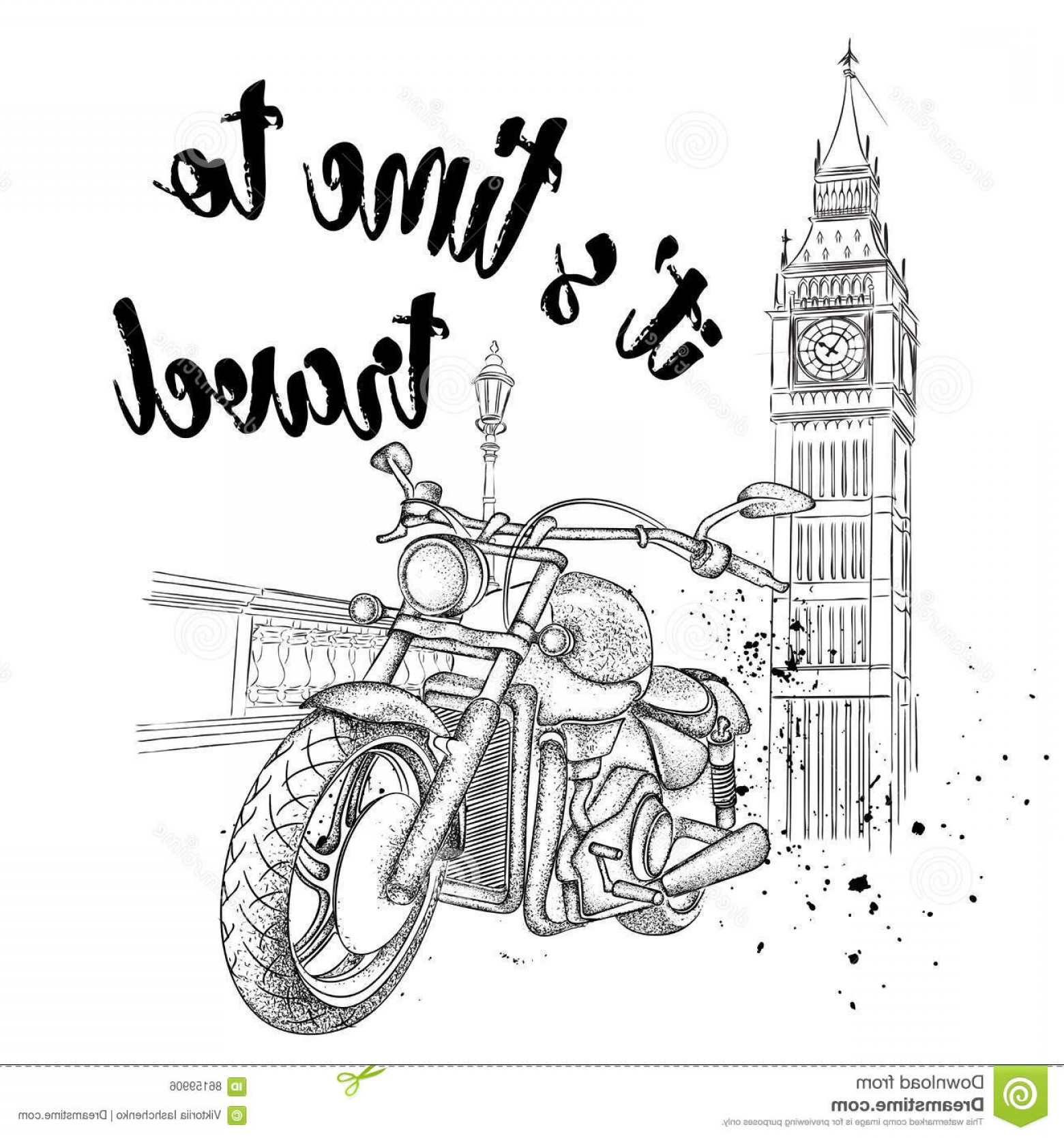 Stock Illustration Hand Drawn Vintage Motorcycle Background London 1560x1668 Stock Illustration Hand Drawn Vintage Motorcycle Background London