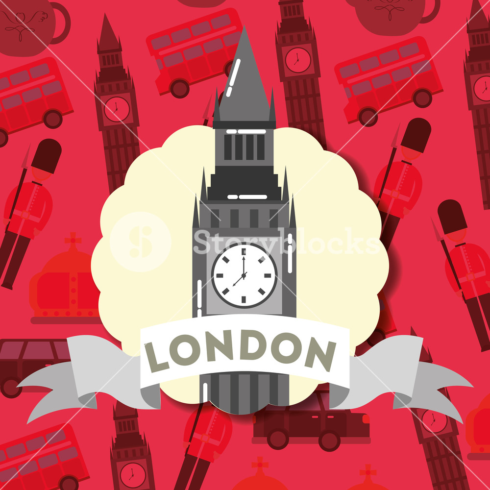 Visit London Sticker Sign Ribbon Big Ben Vector Illustration 1000x1000 Visit London Sticker Sign Ribbon Big Ben Vector Illustration