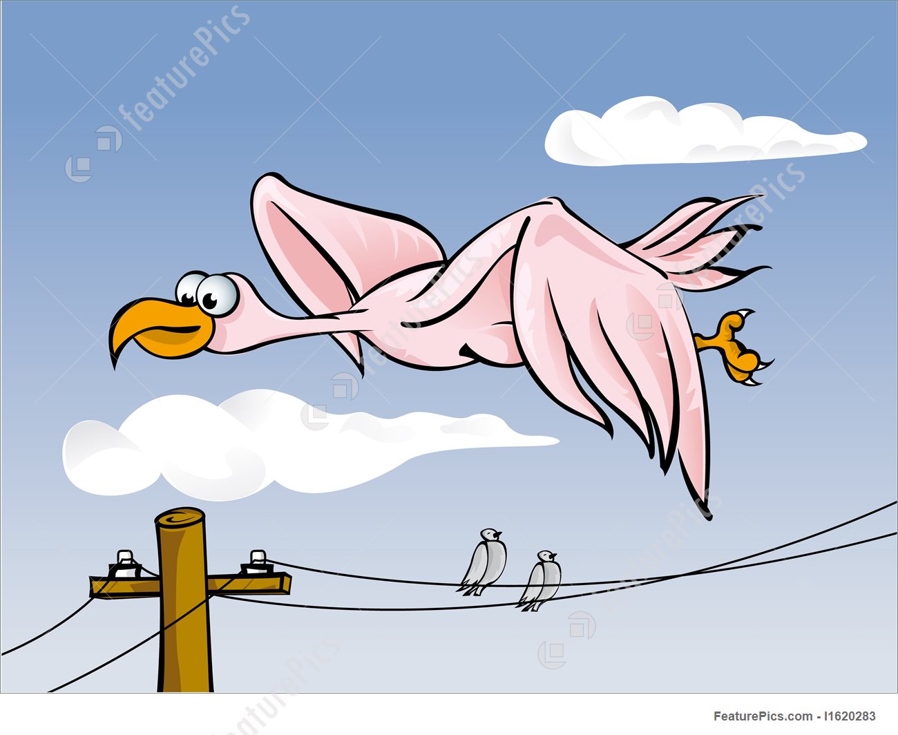 1300x1064 Big Bird Flying Stock Illustration