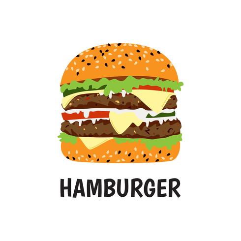 490x490 Big Hamburger Double Beef And Cheese On White Background