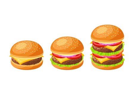 450x286 Set Of Burgers Cheeseburger, Hamburger, Double Vector
