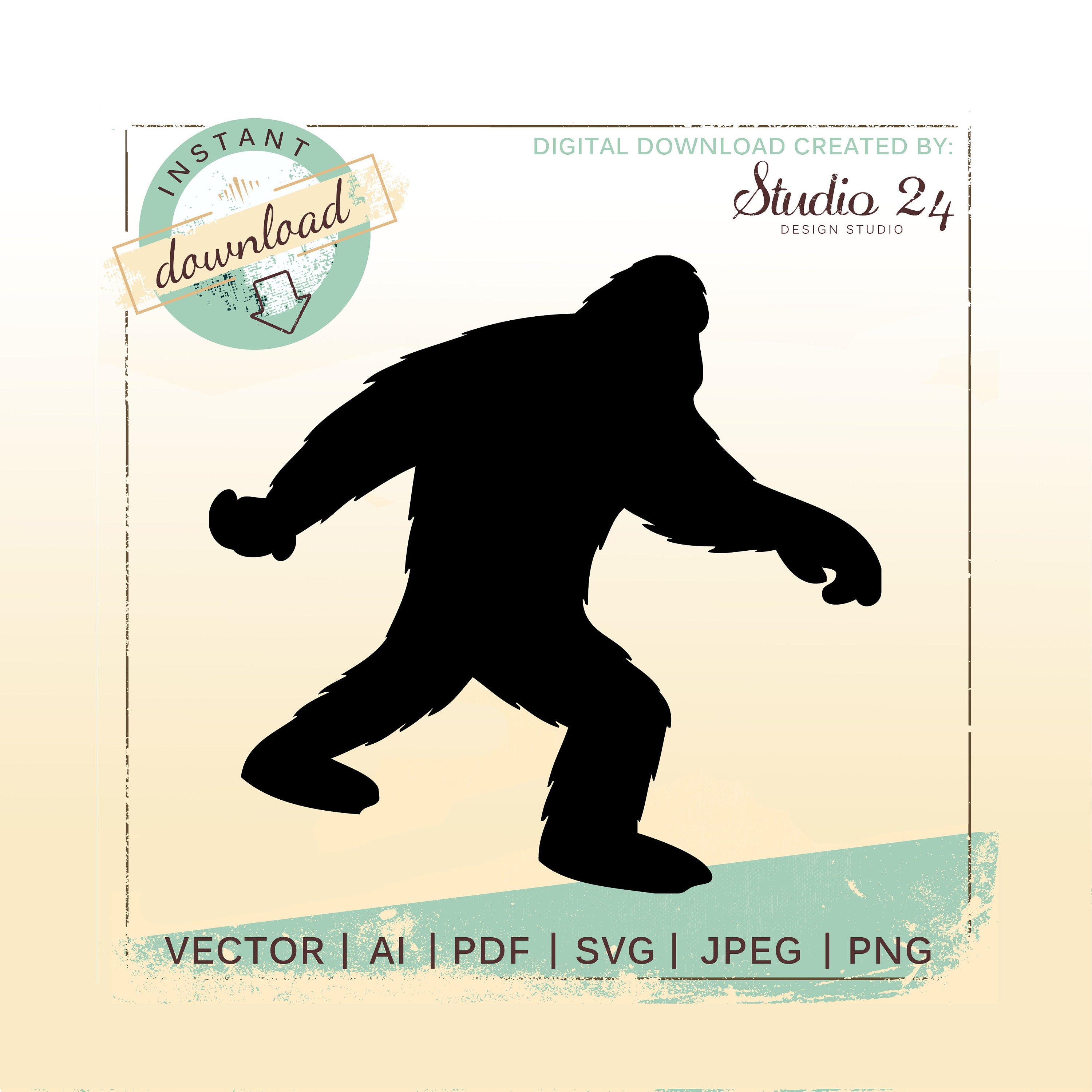 3000x3000 Walking Bigfoot Silhouette Vector Picture Digital Etsy