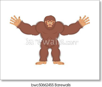 435x370 Bigfoot Joyful Yeti Cheerful Abominable Snowman Happy Vector