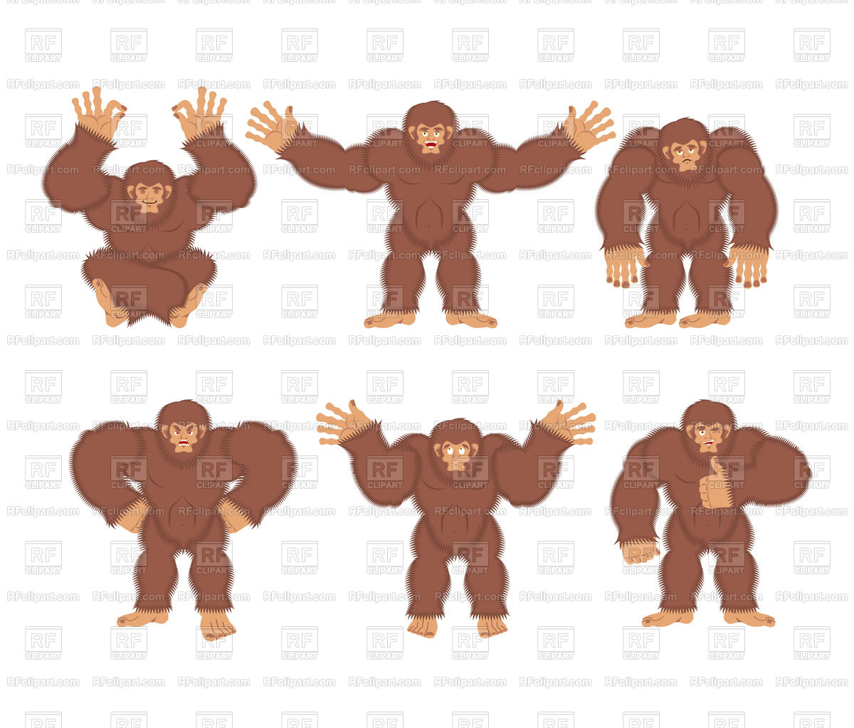 1200x1023 Bigfoot Poses Set Vector Image Of Plants And Animals Popaukropa