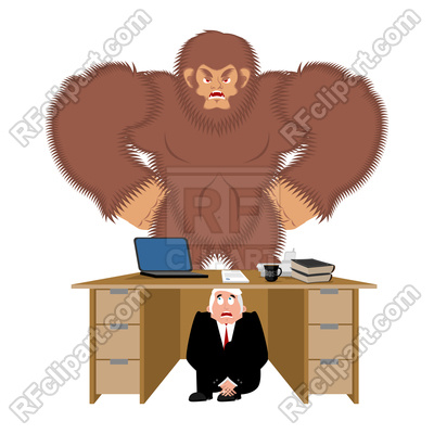 400x400 Businessman Is Under Table Scared Of Bigfoot Vector Image