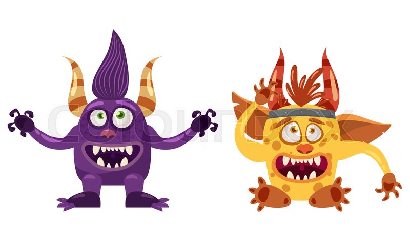 800x480 Troll Bigfoot And Imp Cute Funny Stock Vector Colourbox