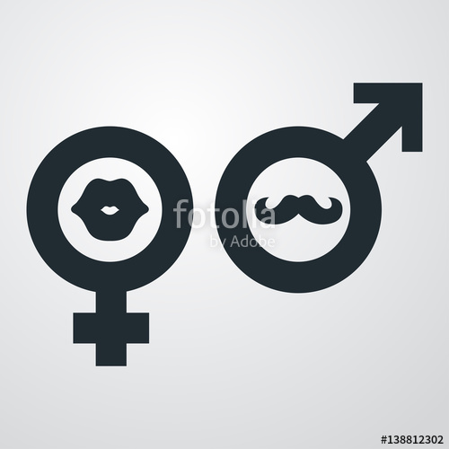 500x500 Icono Plano Femenino Labios Y Masculino Bigote En Fondo Degradado