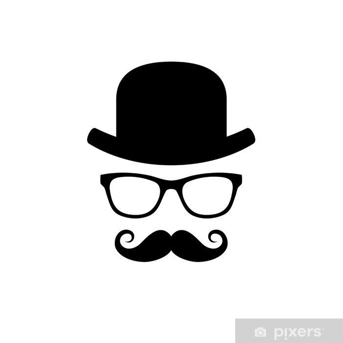 700x700 Vinilo Pixerstick Sombrero, Gafas Y Bigote Set Vector Pixers