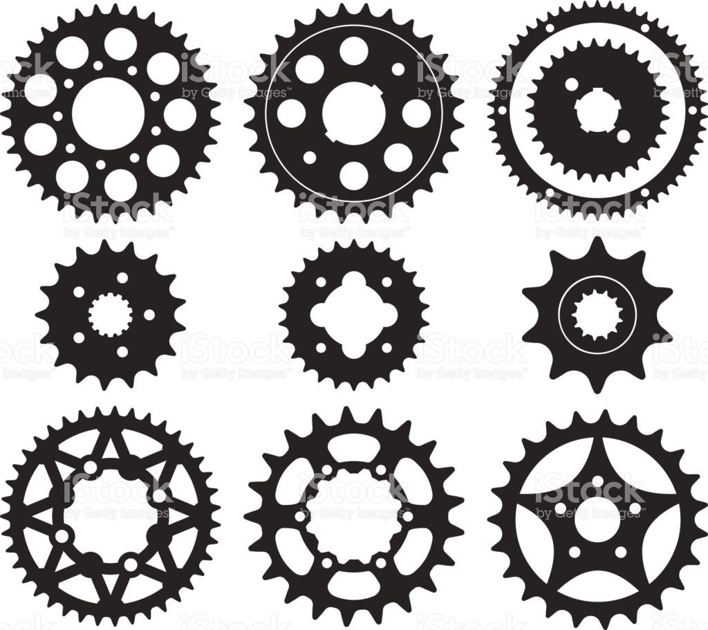 1024x911 Vector Set Of Bike Chainrings And Rear Sprocket Silhouettes Bike