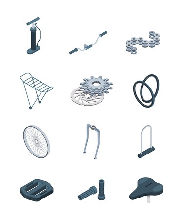 Parts Bicycle Steel Frame Crank Seat Saddle Fork Pedal Isometric 375x450 Parts Bicycle Steel Frame Crank Seat Saddle Fork Pedal Isometric