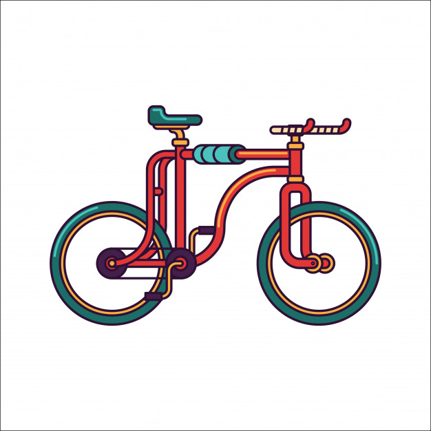 626x626 Red Fixed Gear Bicycle With Bullhorn Handlebar Vector Line