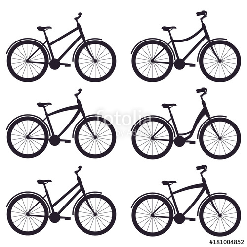 500x500 Simple Bicycles Silhouettes With Different Frames And Handlebars