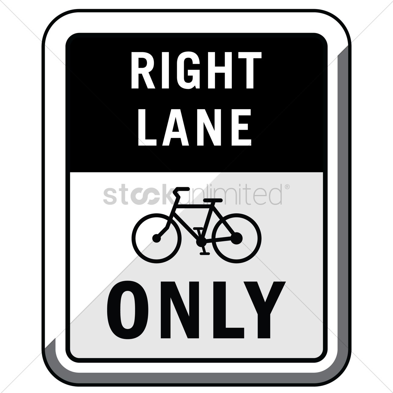 Bike Right Lane Only Road Sign Vector Image 1300x1300 Bike Right Lane Only Road Sign Vector Image