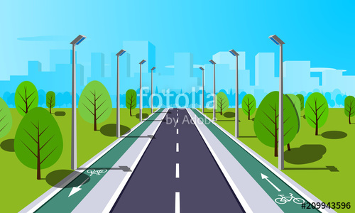 Straight Empty Road Through The Countryside With Bike Lane Summer 500x300 Straight Empty Road Through The Countryside With Bike Lane Summer