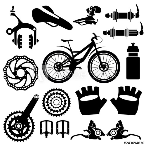 500x500 Bicycles Set Of Bicycle Parts Isolated Vector Image