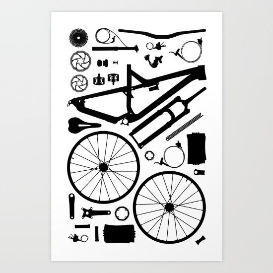 550x550 Bike Parts Vector Illustration, Bike, Bikes, Mtb
