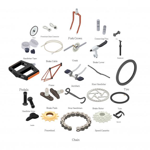 626x626 Bike Parts Icons Set, Isometric Style Vector Premium Download