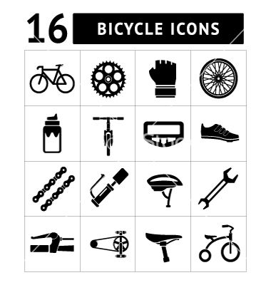 380x400 Set Icons Of Bicycle Biking Bike Parts Vector