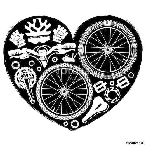 500x500 Black And White Bike Parts In Form Of Heart Shape Stock Image