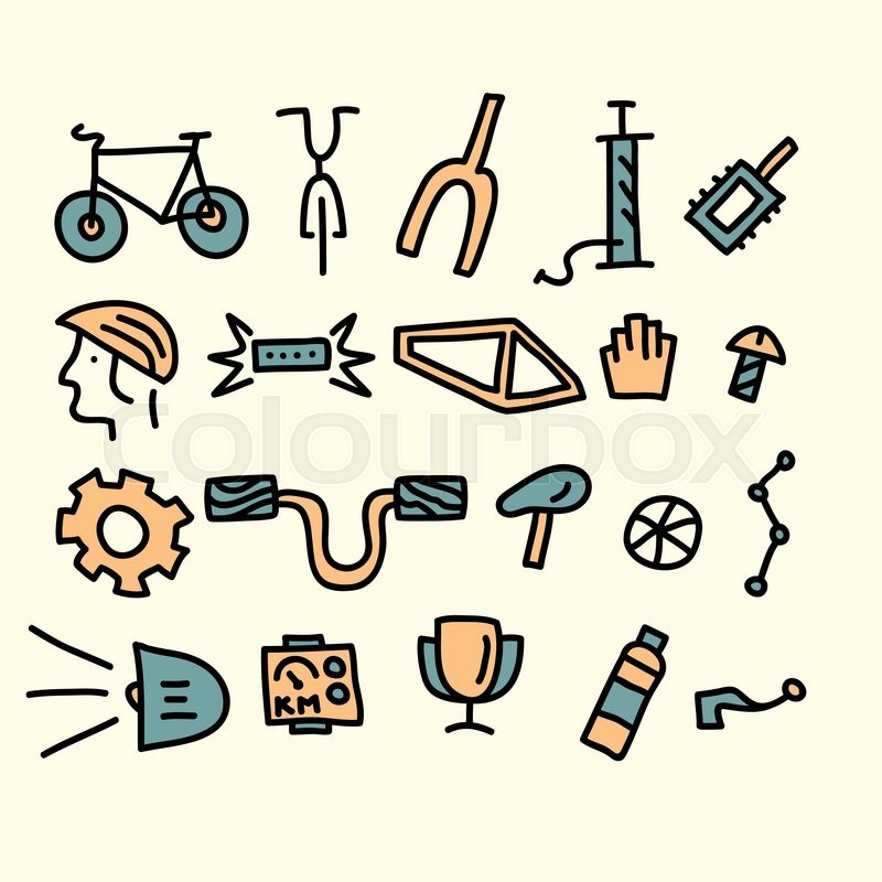 800x800 Bicycle Parts And Accessories Vector Stock Vector Colourbox