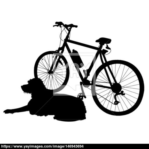 512x512 Dog And Bike Silhouette Vector