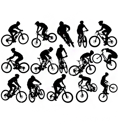 380x400 Mountain Biking Silhouette Vector Images