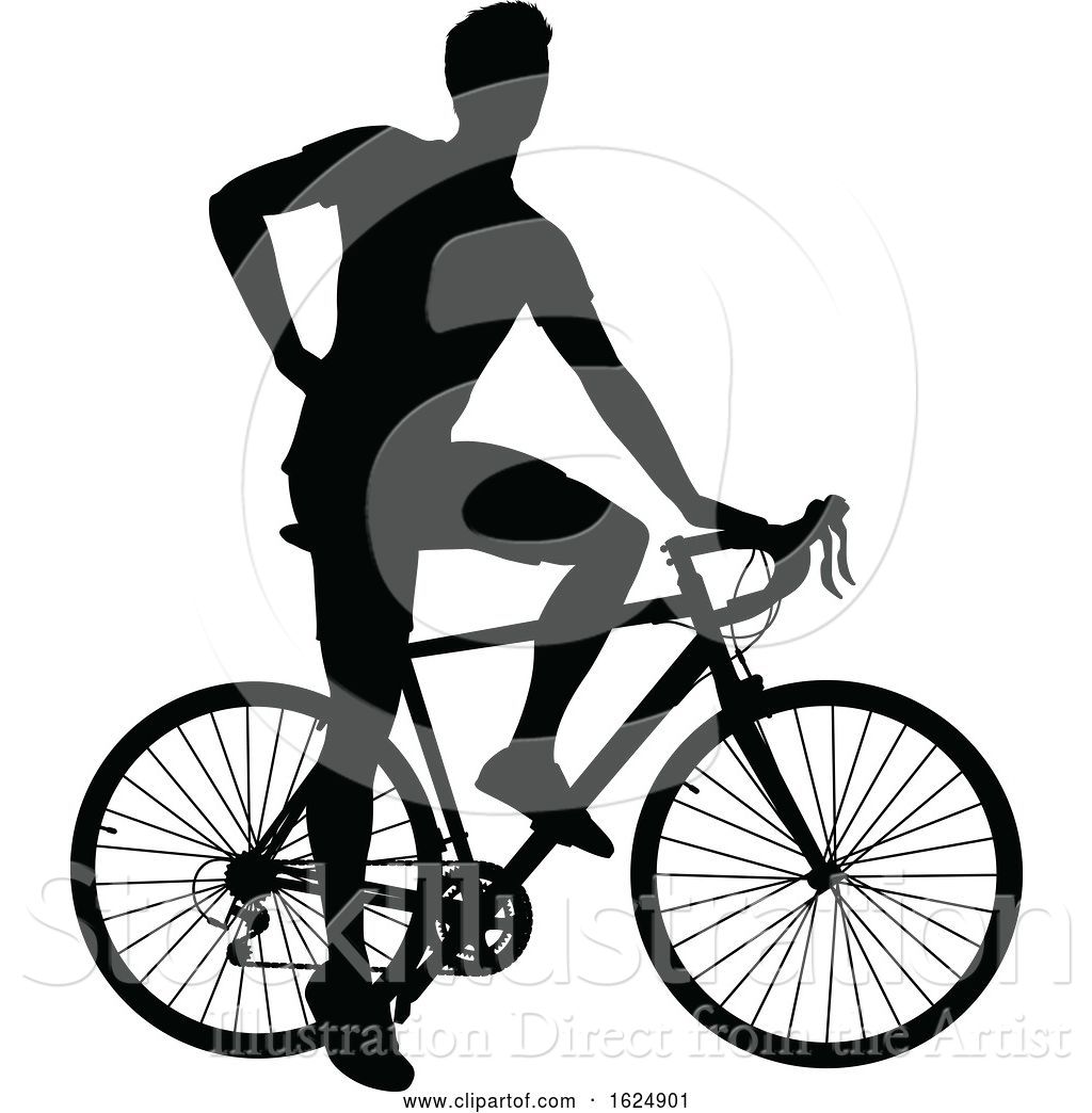 1024x1044 Vector Illustration Of Bike Cyclist Riding Bicycle Silhouette