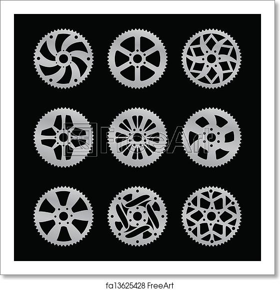 561x581 Free Art Print Of Rear Sprocket Vector Pack Vector Pack Of Nine