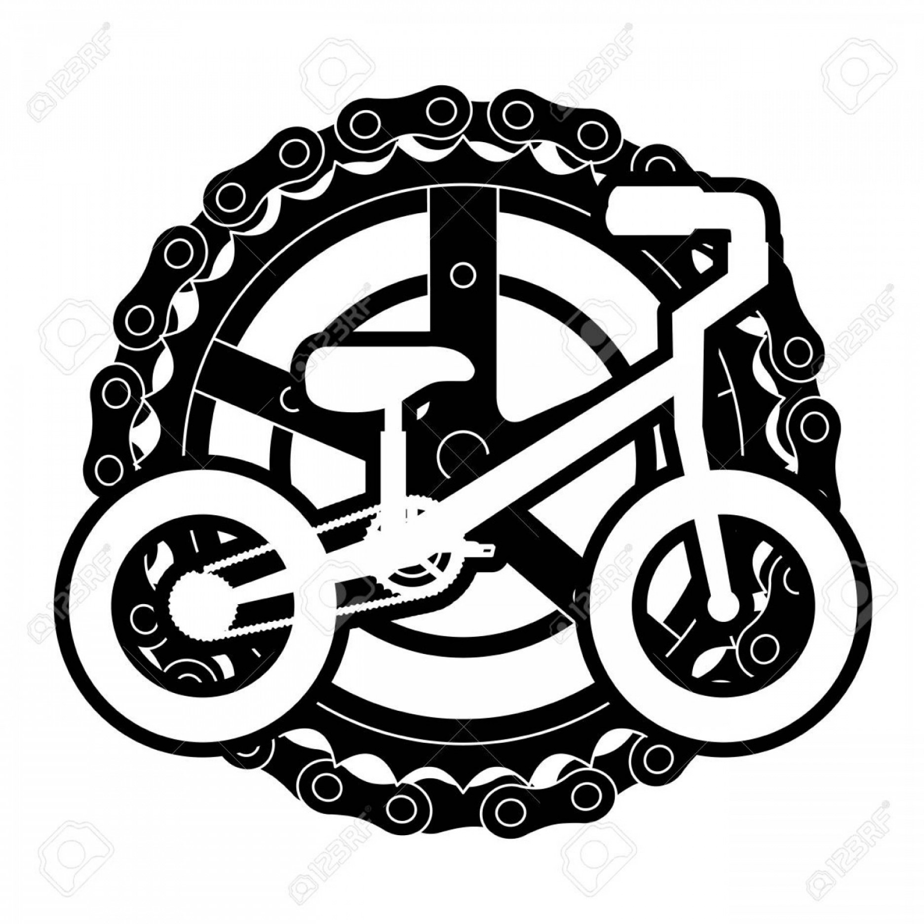 1872x1872 Photostock Vector Mountain Bicycle With Chain And Sprocket Vector