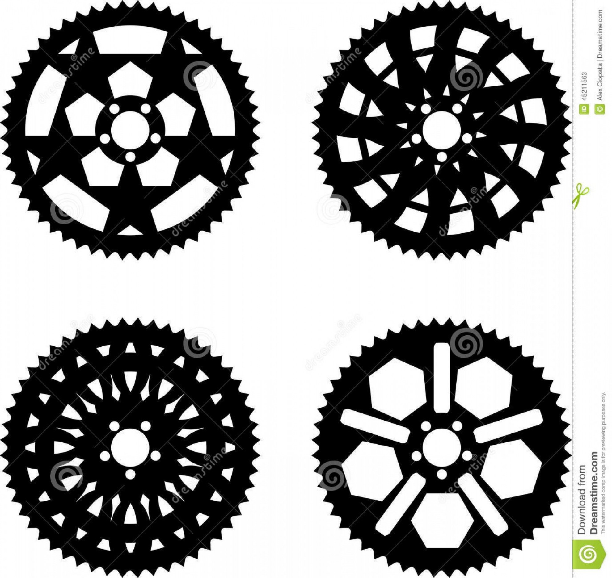 1981x1872 Stock Illustration Vector Chainrings Pack Bike Rear Sprocket Image
