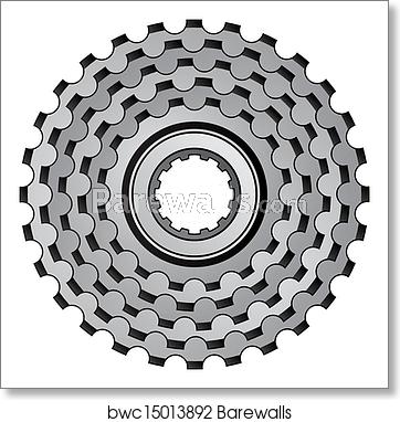 362x382 Vector Bicycle Gear Cogwheel Sprocket Icon, Art Print Barewalls