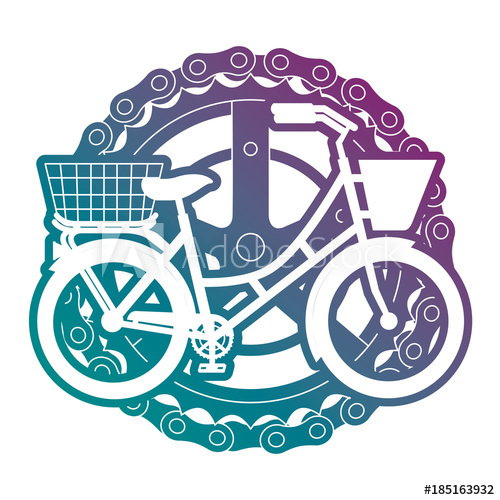 500x500 Antique Bicycle With Basket Chain And Sprocket Vector Illustration