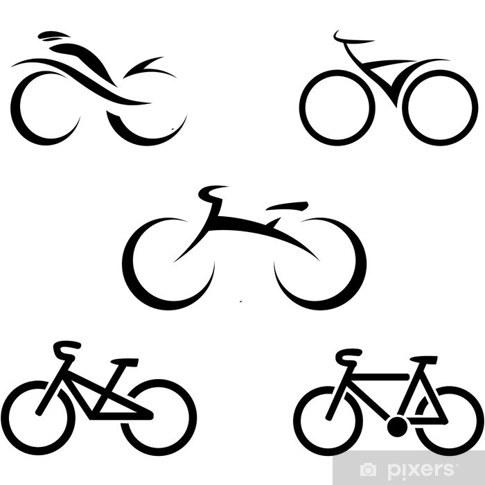 700x700 Set Of Icons With Stylized Bikes, Vector Illustration Wall Mural