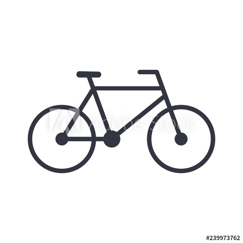 500x500 Bicycle Outline Icon, Modern Minimal Flat Design Style, Bike