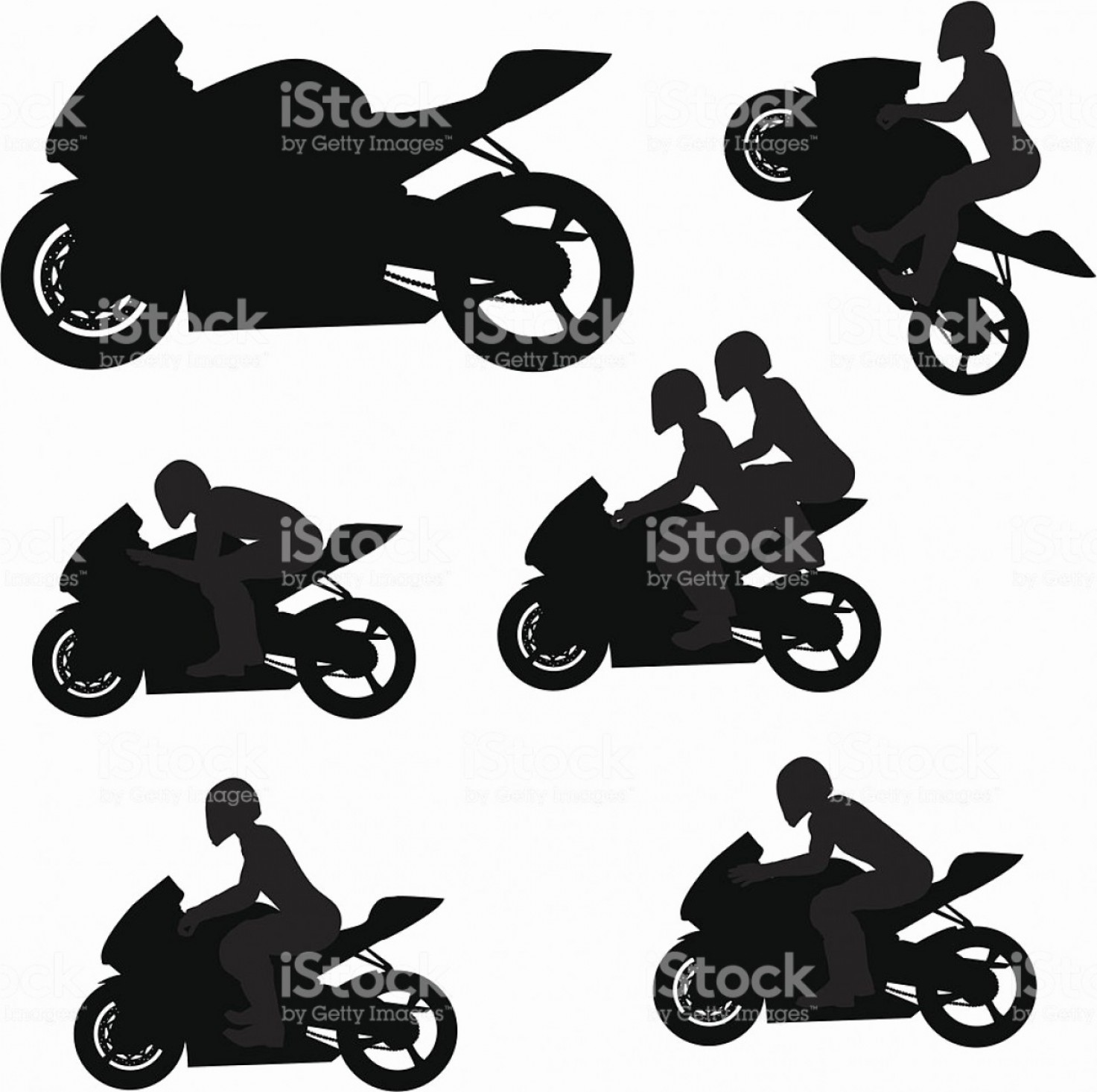 1473x1466 Sport Bike Cartoon Elegant Sportbike Silhouette Collection Stock