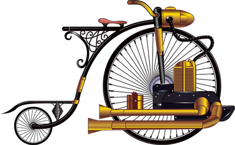 794x490 Steampunk Bike Vector Art Print Etsy