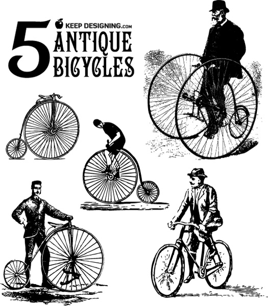 525x600 Antique Bicycle Vector Art Free Vector In Encapsulated Postscript